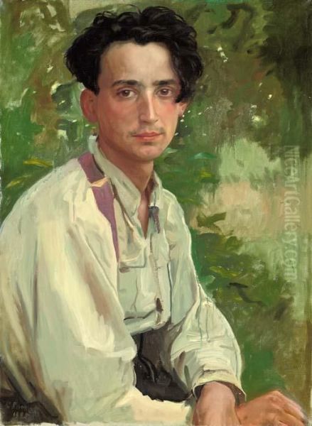 Portrait Of Vladimir Aleksandrovich Somov, The Artist's Nephew Oil Painting by Konstantin Andreevic Somov