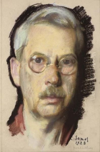 Self Portrait With Pince-nez Oil Painting by Konstantin Andreevic Somov