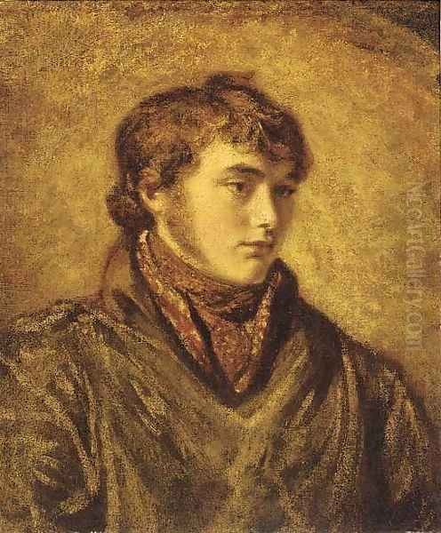 Portrait of a gentleman, bust-length, in a brown coat Oil Painting by English School