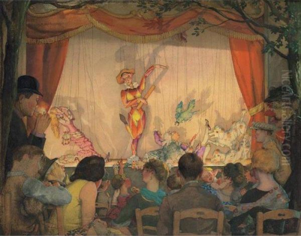 The Puppet Theater Oil Painting by Konstantin Andreevic Somov