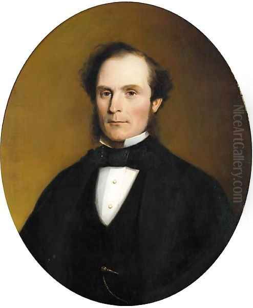 Portrait of a gentleman, bust-length, in evening dress Oil Painting by English School