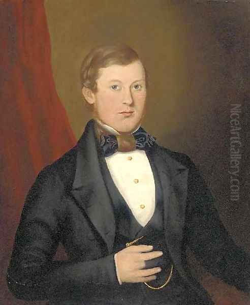 Portrait of a gentleman, half-length, in evening dress Oil Painting by English School