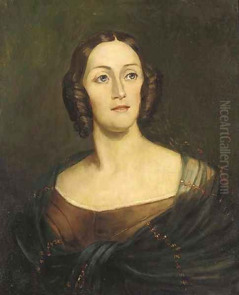 Portrait of Amelia Curzon (1808-1892), nee Daniell Oil Painting by English School