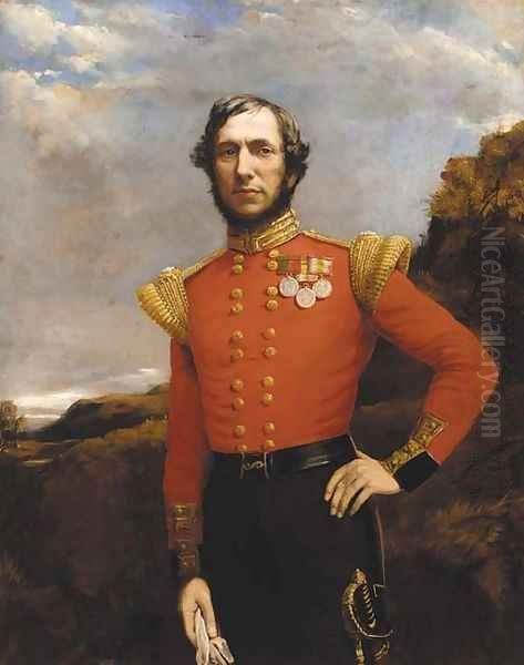 Portrait of an officer of the 13th Light Infantry Oil Painting by English School