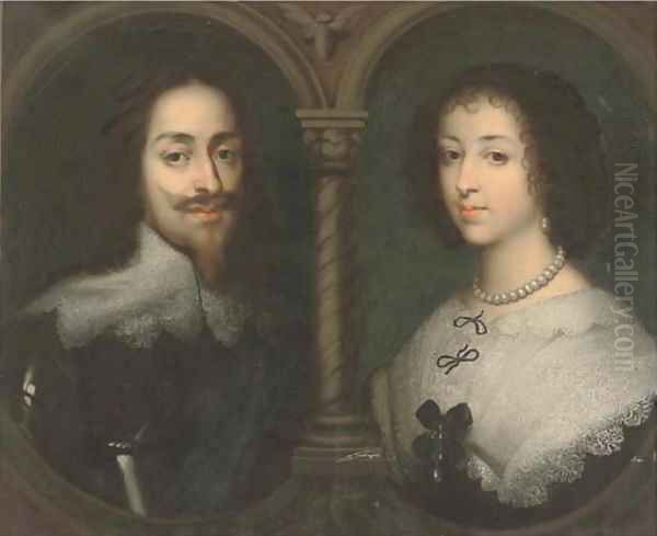 Portrait of King Charles I (1600-1649) and Queen Henrietta Maria (1609-1669) Oil Painting by English School