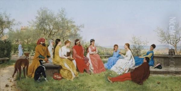 The Decameron Oil Painting by Raffaelo Sorbi