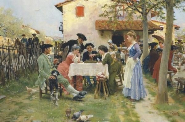 Osteria Di Campagna: The Country Inn Oil Painting by Raffaelo Sorbi