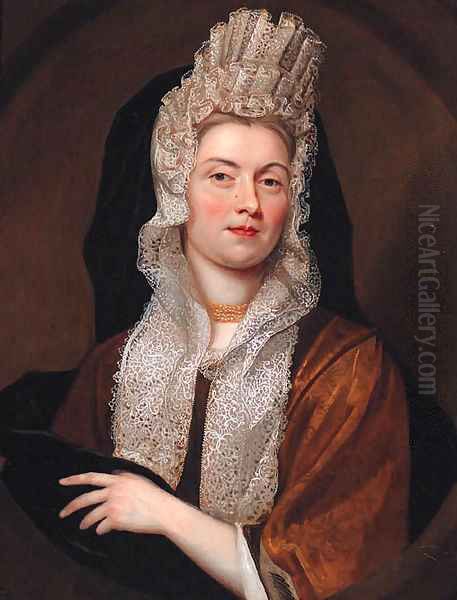 Portrait of Sarah Primrose, wife of Captain Timothy Keyser Oil Painting by English School