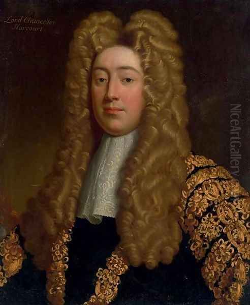 Portrait of Simon, Viscount Harcourt, Lord Chancellor of England (1661-1727) Oil Painting by English School