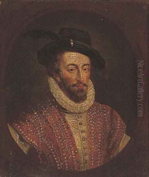 Portrait of Sir Walter Raleigh (c.1552-1618) Oil Painting by English School