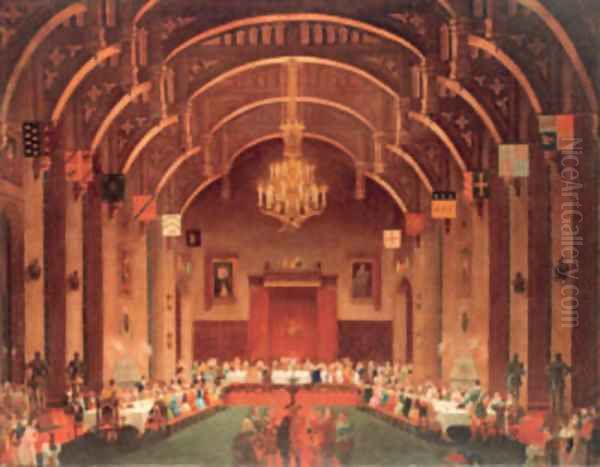 Queen Elizabeth I presiding over a banquet at Kenilworth Oil Painting by English School