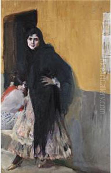 Sevillanas (ladies Of Seville) Oil Painting by Joaquin Sorolla Y Bastida