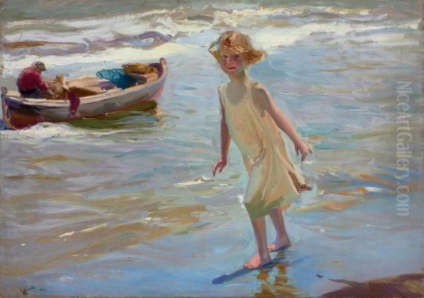 Nina En La Playa, Valencia Oil Painting by Joaquin Sorolla Y Bastida