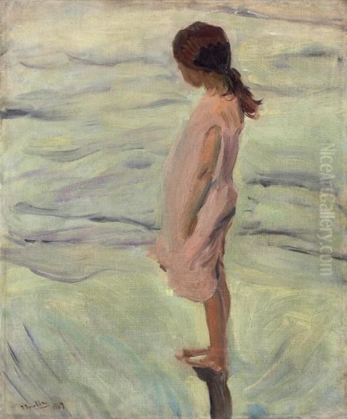 Despues De Puesto El Sol, Playa De Valencia Oil Painting by Joaquin Sorolla Y Bastida