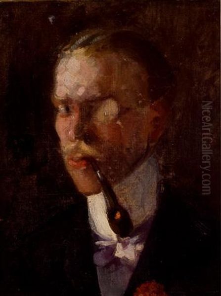 Retrato De Caballero Con Monoculo Y Pipa Oil Painting by Joaquin Sorolla Y Bastida