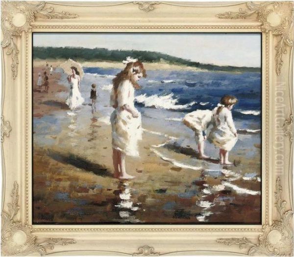 A Summer's Day On The Beach Oil Painting by Joaquin Sorolla Y Bastida