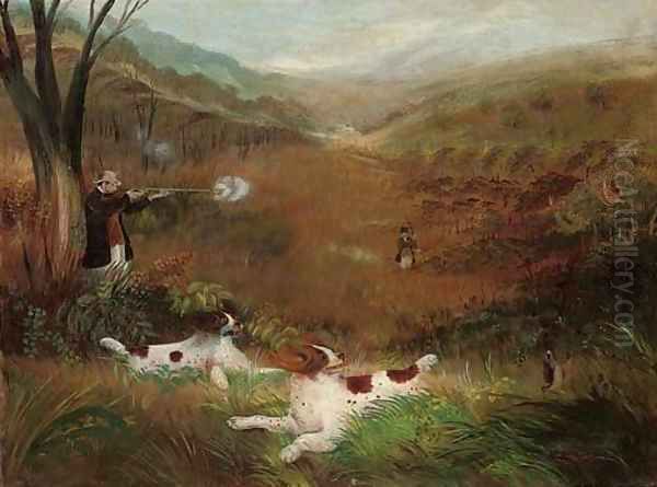 Shooting partridge Oil Painting by English School