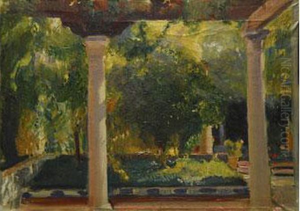 Jardin De La Casa Sorolla, Madrid Oil Painting by Joaquin Sorolla Y Bastida