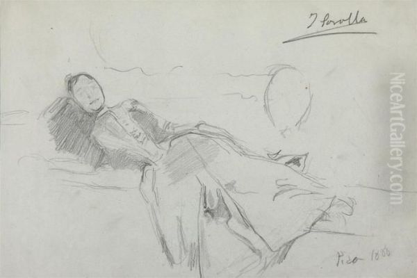 A Lady, Probably The Artist's Wife, Reclining On A Sofa Oil Painting by Joaquin Sorolla Y Bastida