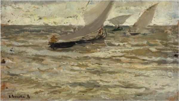 Salida De Las Barcas Oil Painting by Joaquin Sorolla Y Bastida