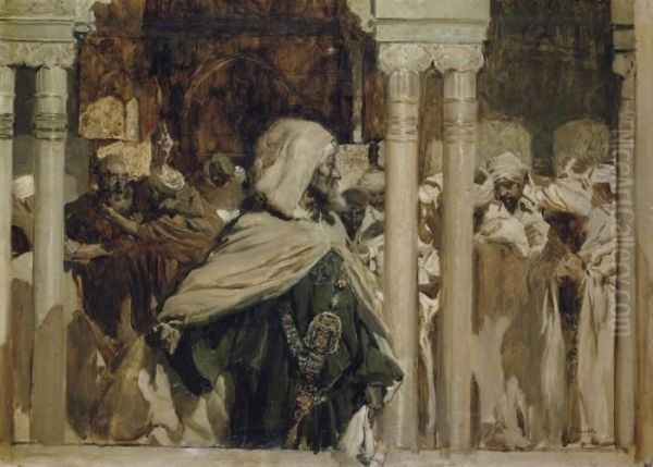 Moro Noble En Patio De Columnas: A Noble Moor On A Columnedpatio Oil Painting by Joaquin Sorolla Y Bastida