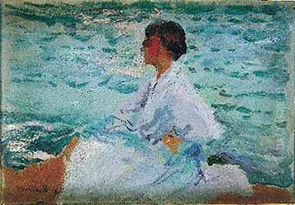 Elena En Javea Oil Painting by Joaquin Sorolla Y Bastida