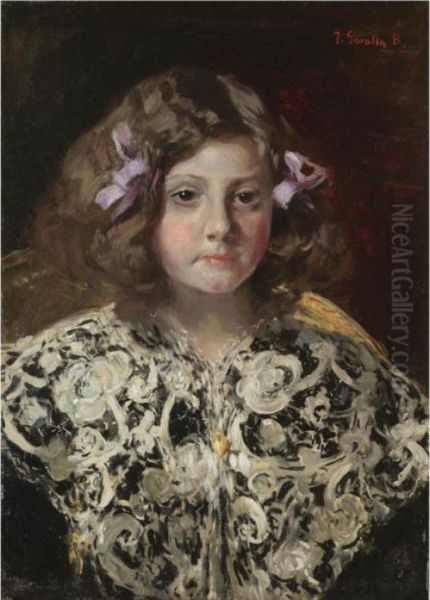 Retrato De La Nina Maria Paz Barcena Velarde (portrait Of Maria Paz Barcena Velarde) Oil Painting by Joaquin Sorolla Y Bastida