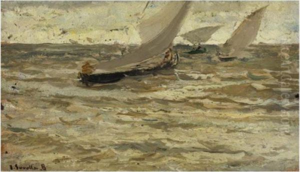 Salida De Las Barcas, Asturias (boats Leaving The Harbour, Asturias) Oil Painting by Joaquin Sorolla Y Bastida