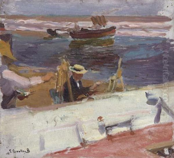 Apunte De La Playa De Valencia Oil Painting by Joaquin Sorolla Y Bastida