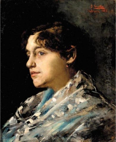 Retrato De Una Joven (portrait Of A Young Lady) Oil Painting by Joaquin Sorolla Y Bastida