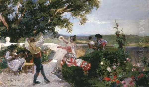 Baile Valenciano En La Huerta Oil Painting by Joaquin Sorolla Y Bastida