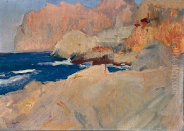 Cala De San Vicente, Mallorca (the Cove At San Vicente, Mallorca) Oil Painting by Joaquin Sorolla Y Bastida