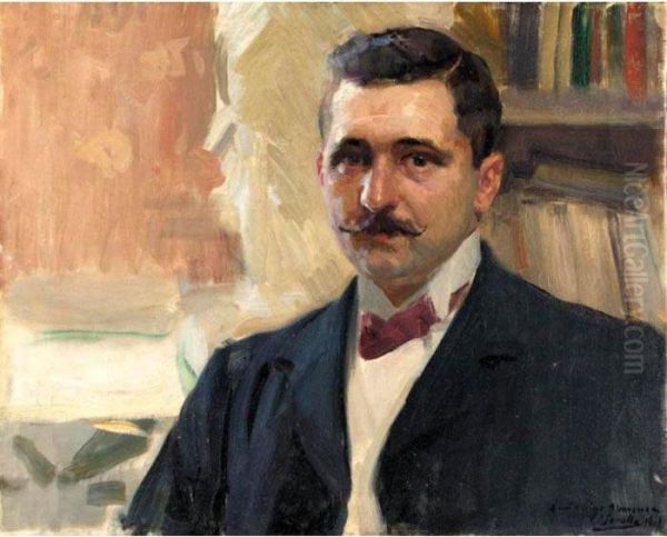 Retrato Del Pintor D. Felipe Abarzuza (portrait Of The Painter D. Felipe Abarzuza) Oil Painting by Joaquin Sorolla Y Bastida