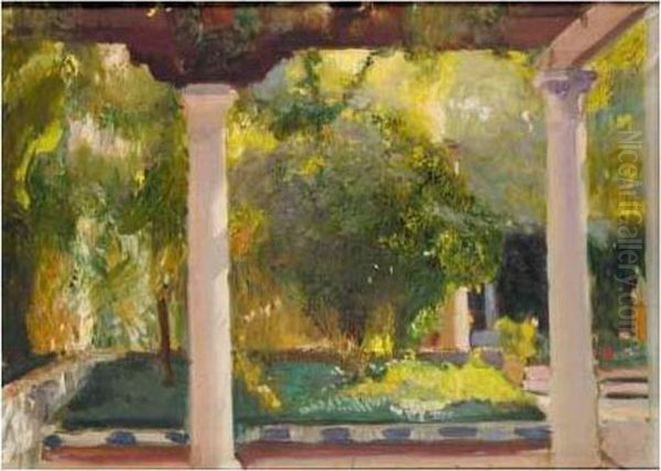 Jardin De La Casasorolla (the Garden Ofsorolla's House) Oil Painting by Joaquin Sorolla Y Bastida