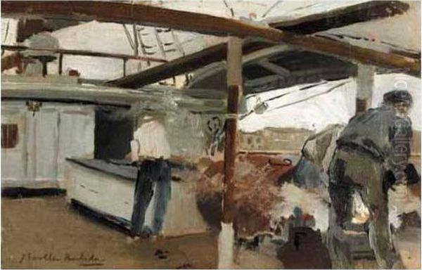 A Bordo Del Falucho (on The Deck) Oil Painting by Joaquin Sorolla Y Bastida