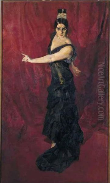 Laura De San Telmo, Bailando (laura De San Telmo Dancing) Oil Painting by Joaquin Sorolla Y Bastida