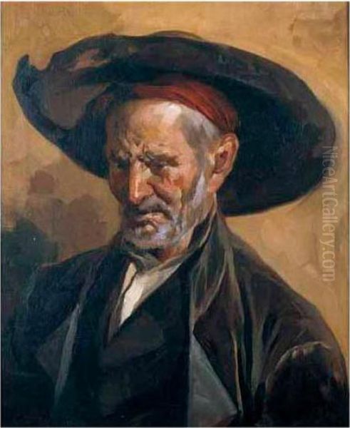 Viejo Valenciano (valencian Man) Oil Painting by Joaquin Sorolla Y Bastida