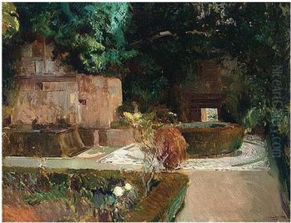 Jardin De Los Adarves, La 
Alhambra, Granada (garden Of The Adarves, The Alhambra, Granada) Oil Painting by Joaquin Sorolla Y Bastida