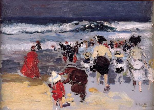 Playa De Biarritz Oil Painting by Joaquin Sorolla Y Bastida