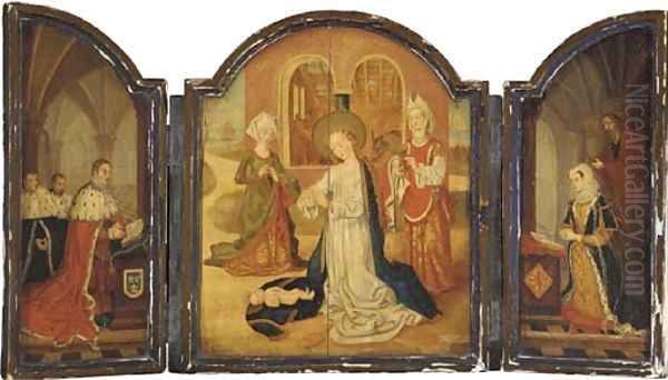 The Madonna and child with Lord Darnley and Mary Queen of Scots Oil Painting by English School