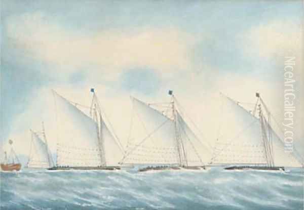 The Ocean Match with the yachts Red Rover, Wanderer and Kiama, 27th August, 1878 Oil Painting by English School