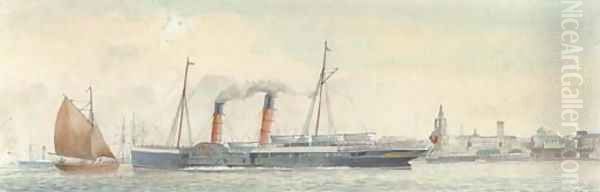 The paddlesteamer Monas Isle (III) in the Mersey Oil Painting by English School