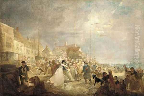 The return of the fleet, Deal, Kent Oil Painting by English School