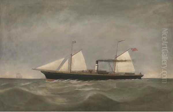 The steamer Eagle under sail and steam Oil Painting by English School