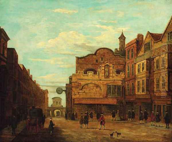 View of Fleet Street with Temple Bar beyond Oil Painting by English School