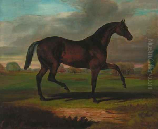 A bay hunter in a landscape Oil Painting by English School