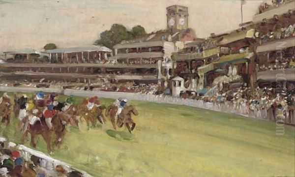 A day at the races, traditionally identified as Goodwood Oil Painting by English School