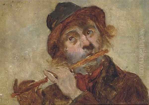 A flute player Oil Painting by English School