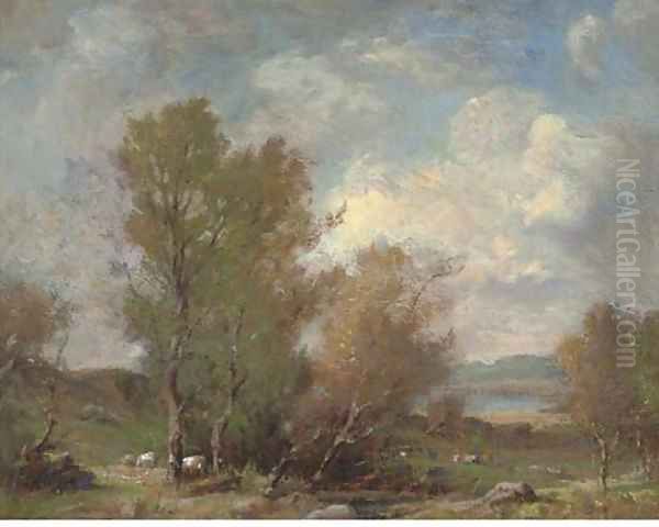 A pastoral landscape Oil Painting by English School