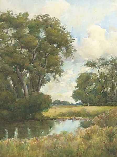 A peaceful stretch of the river Oil Painting by English School